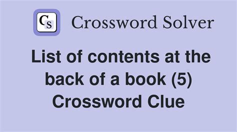 list of contents crossword clue